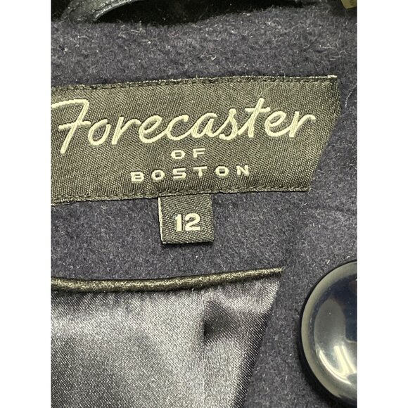 Forecaster Women’s Navy Wool Hooded Coat With Velvet Trim Warm Outerwear Sz 12 - Picture 8 of 10